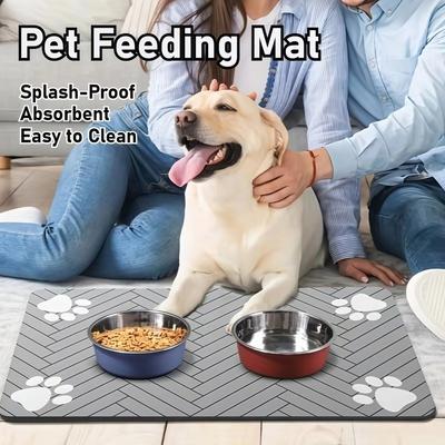 Waterproof Pet Cat Dog Feeding Mat Quick-Dry Stain-resistant Pet Dish Mats Rubber Backing Diatomaceous Earth