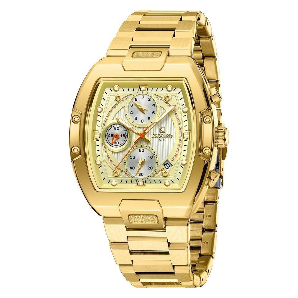 

New Barrel Shaped Men Watch Multifunctional Large Dial Luminous Waterproof Calendar Six Pin Business Watche for Men золотий