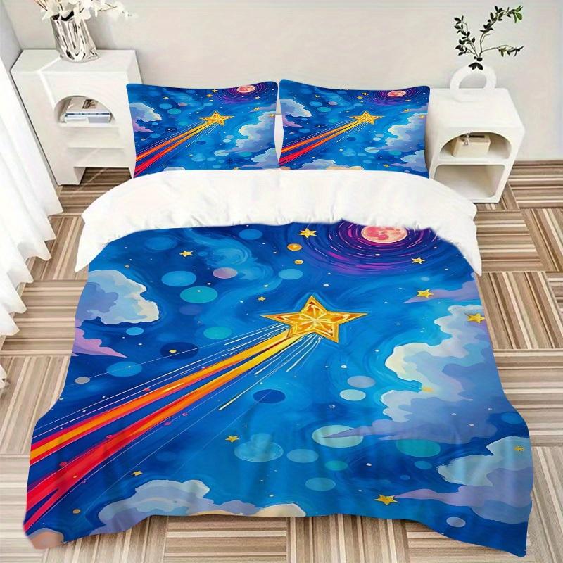 3pcs Shooting Star Bedding Set, Suitable for Bedroom Decoration, (Includes 1 Duvet Cover And 2 Pillowcases, Quilt Not Included) Yy250822131