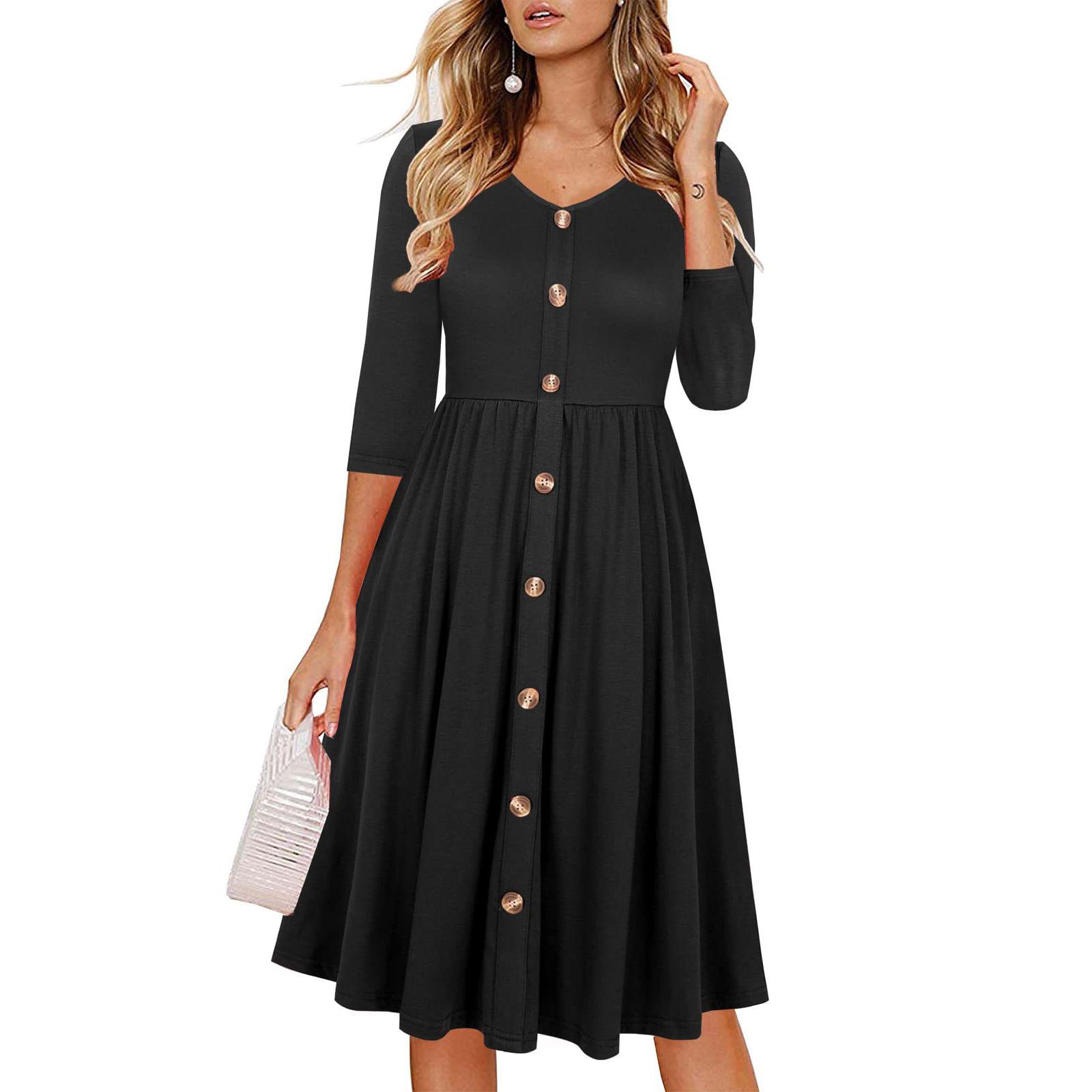 

Женское модное повседневное платье однотонной расцветки XL чёрный