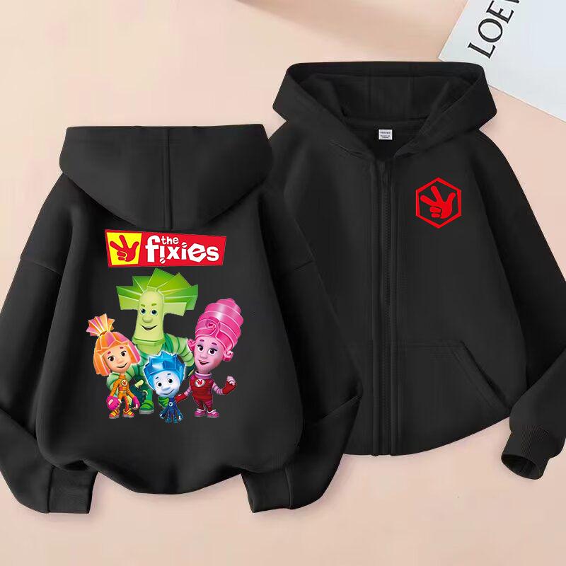 Zip Up Sweatshirts The Fixies Printed Hoodie Children Clothes Kid Girls Boys Sweatshirt Cartoon Zipper Hoody Baby Casual Tops