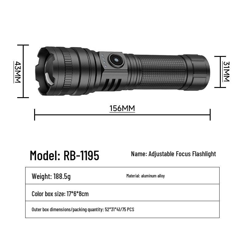 UOSU Outdoor High-Beam Rechargeable Tactical Flashlight