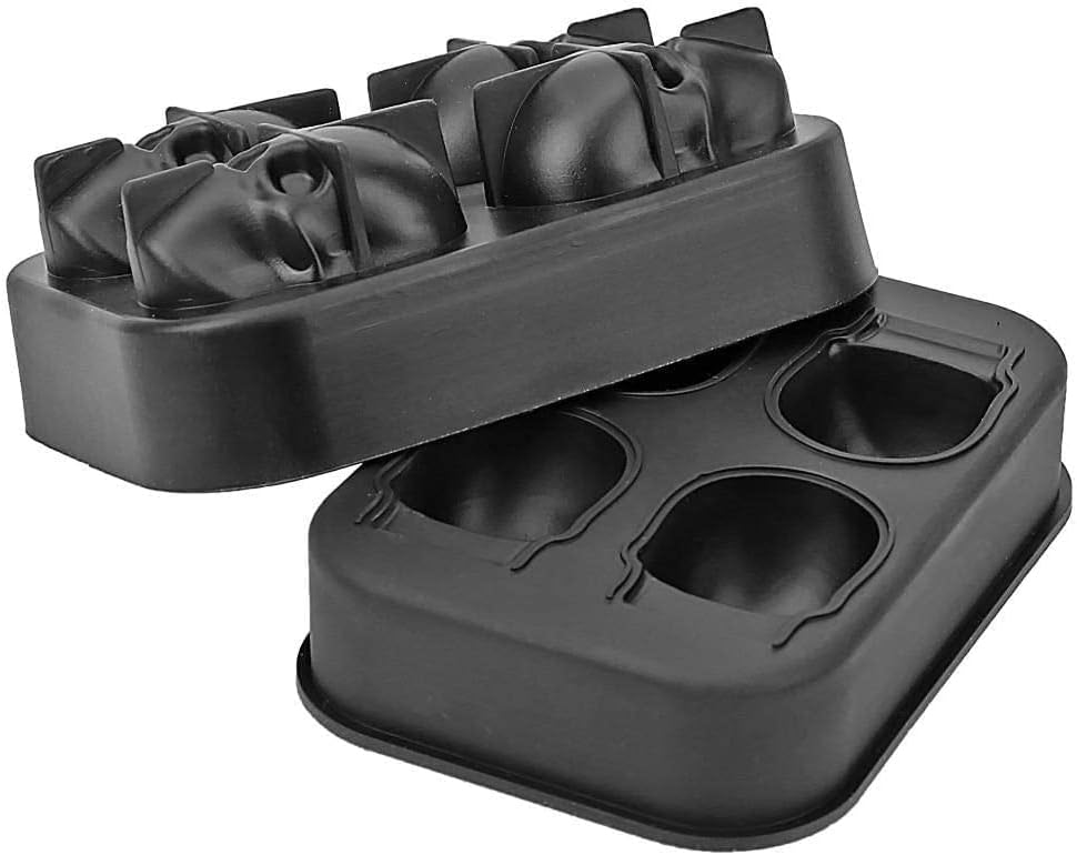 

Ice Cube Tray 3D Skull Ice Mold Easy Release Silicone Mold 4 Cute and Funny Ice Skull for Whiskey Cocktails and Juice Beverages