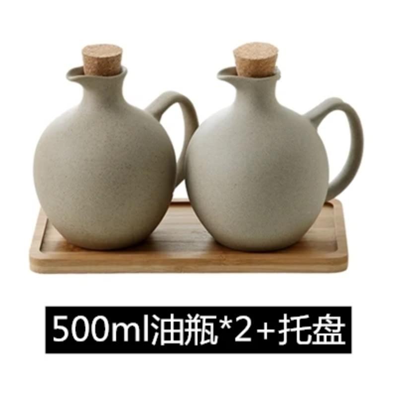 Household Ceramic Seasoning Jar Olive Oil Pot Vinegar Bottle Kitchen Utensils Porcelain Food Storage Container Soy Sauce Bottle