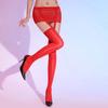 Hollow Out Lace Top Thigh High Stockings With Garter Belt Oil Shiny Sexy Erotic Lingerie Women Open Crotch Hosiery Pantyhose