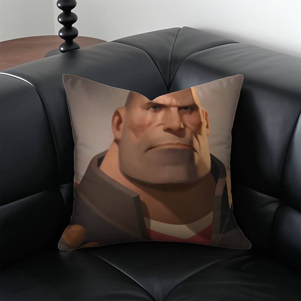 Buff Team F-Fortress 2 Tf2 Pillow Case Anti-Dustmite Pillowcase Invisible Zipper Silky Short Plush Sofa Cushion Cover