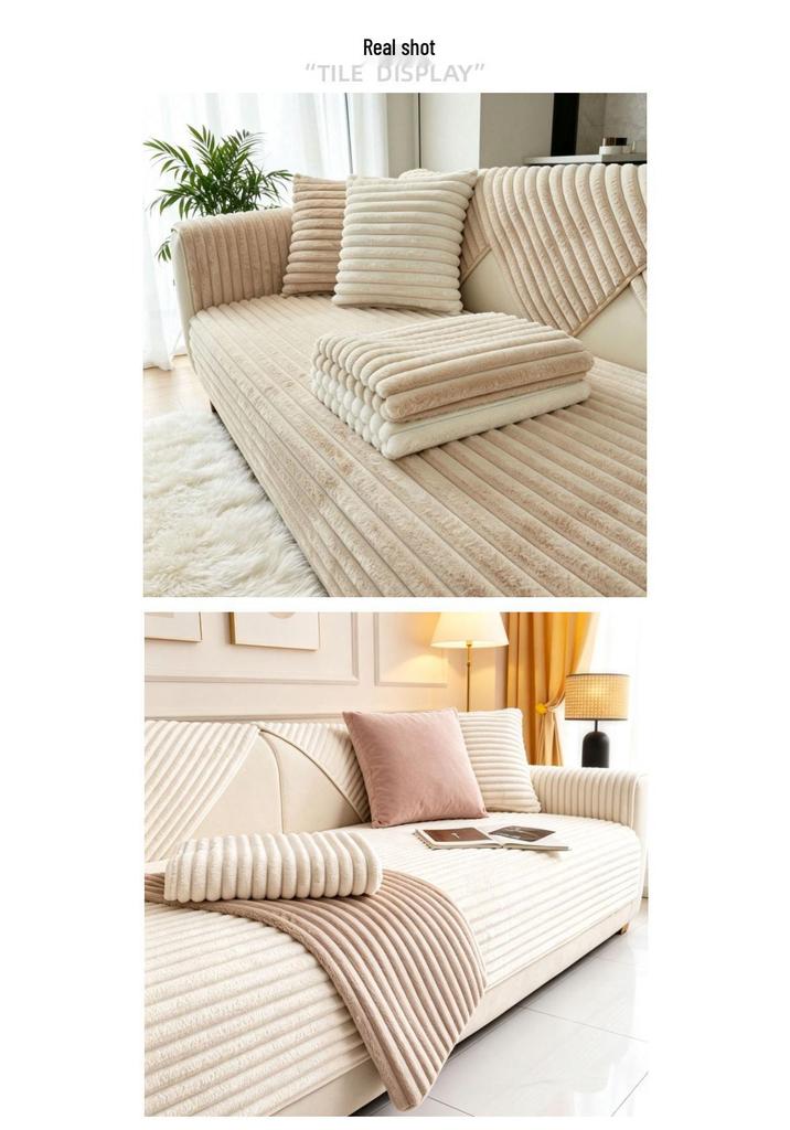 Thickened Non-Slip Flannel Sofa Cushion: High-End, Warm Full-Cover Design