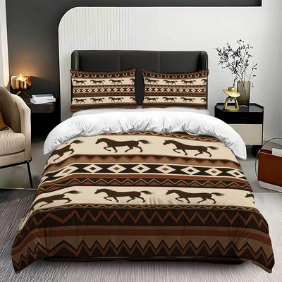 Home Textile Three-Piece Quilt Cover Horse 3D Digital Printing Kit Horse Thickened Abraded Cloth Pillowcase Quilt Cover