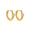 3pair/set Minimalist C-shape Earclips Shining CZ Zircon Small Circle Round Hoop Earrings for Women Girls Stainless Steel Jewelry
