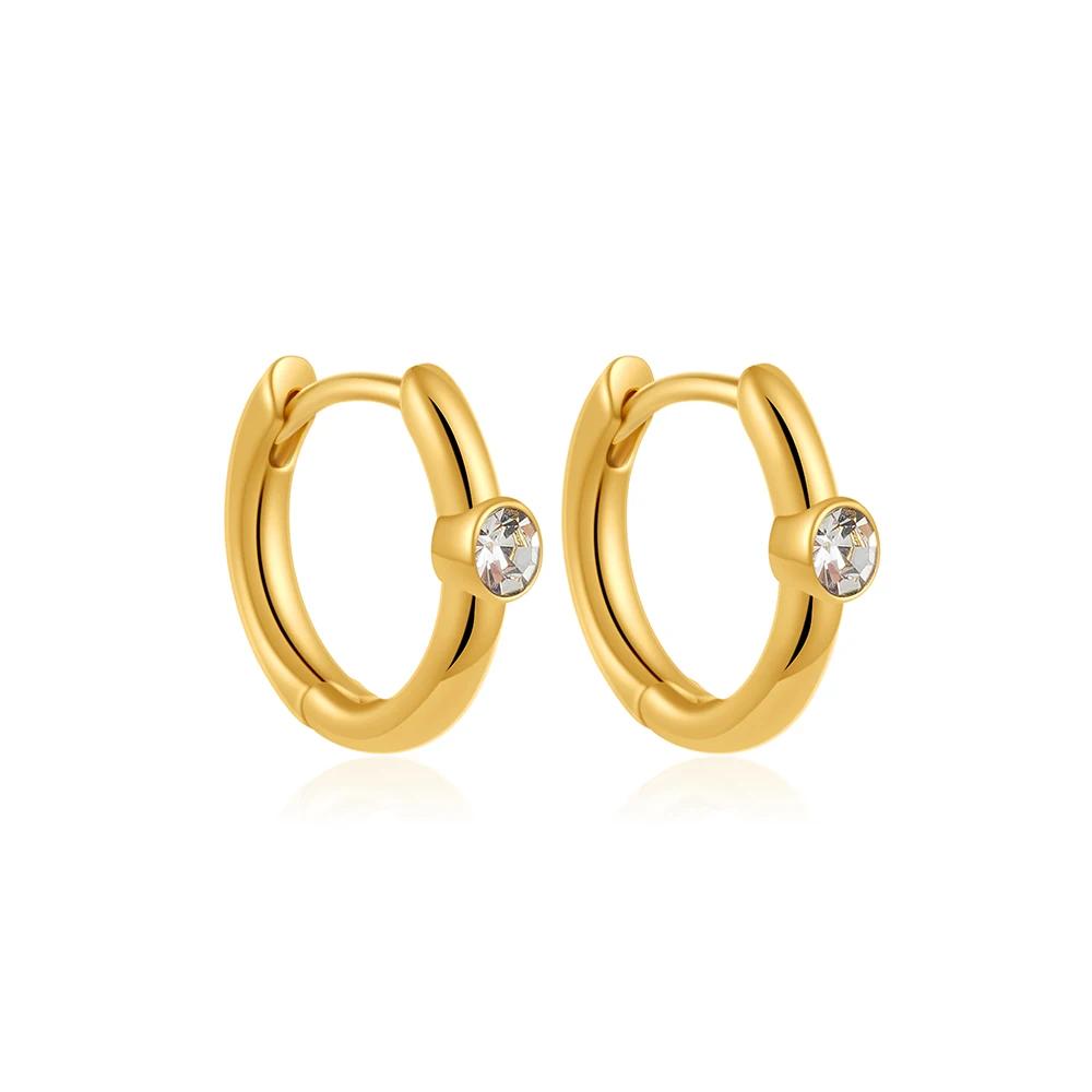 3pair/set Minimalist C-shape Earclips Shining CZ Zircon Small Circle Round Hoop Earrings for Women Girls Stainless Steel Jewelry