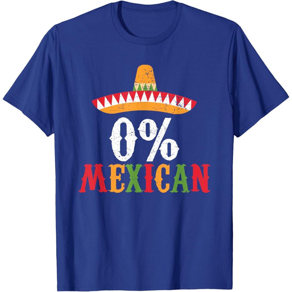 0 Prozent Mexikaner Lustiger Sombrero-Aufdruck Grafik-T-Shirt Lässiges Baumwoll-T-Shirt