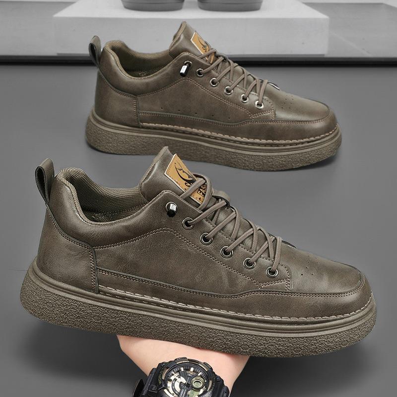 High-top men's shoes spring new breathable non-slip chef shoes men's versatile black leather shoes sports shoes casual board shoes