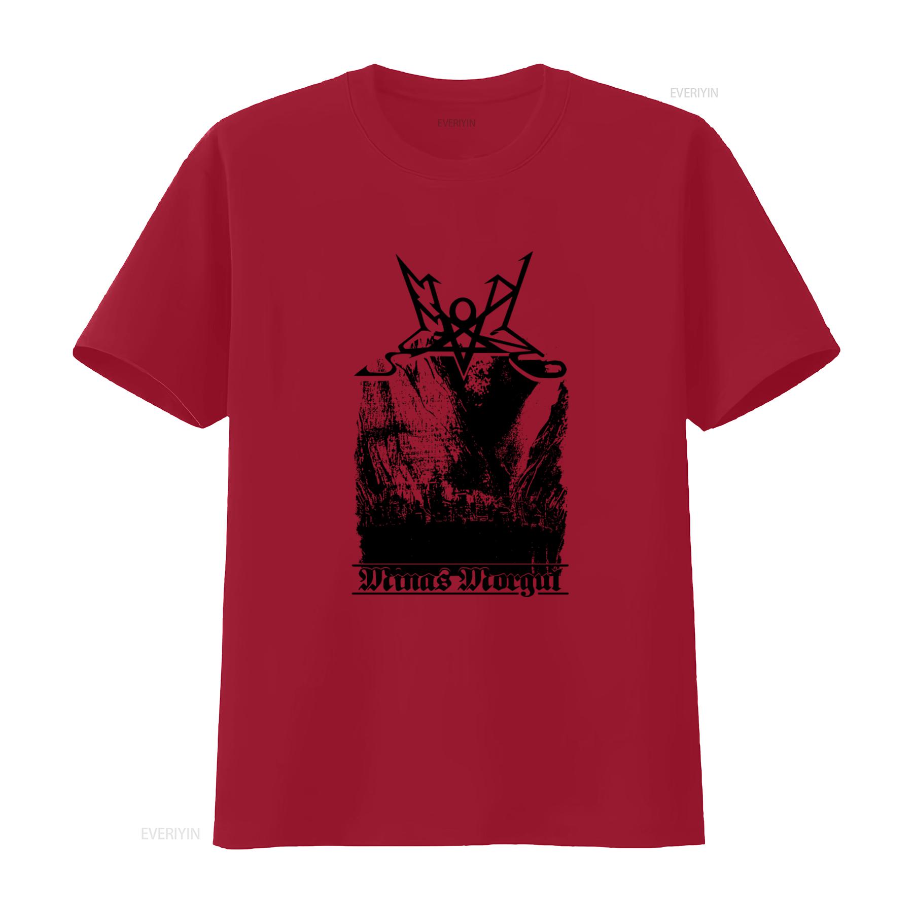 Summoning Minas Morgul Black and White Metal Band T Shirt for Men vintage Washed Casual Top For Everyday Wear Comfortable S