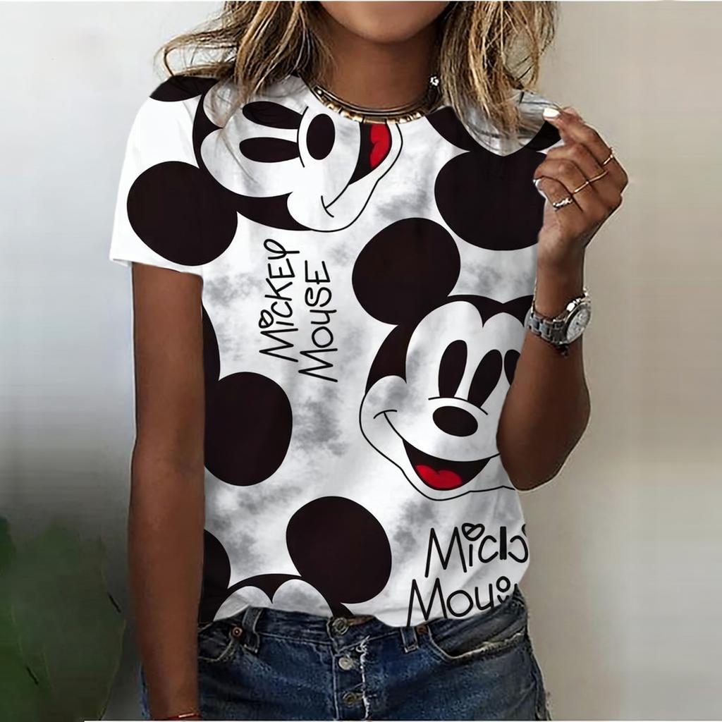 Cartoon Print Tops Fashion Simple Short-sleeved Versatile T-Shirts Women's