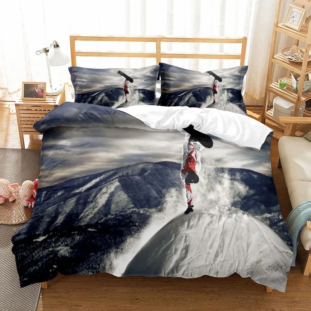  Mountain Ski Extreme Duvet Cover Set UK Single Double Queen US Twin Full King Size pkm Bed Linen Set