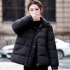 New short cotton-padded women's knitted lapel thickened cotton-padded warm and fashionable black cotton-padded jacket small jacket