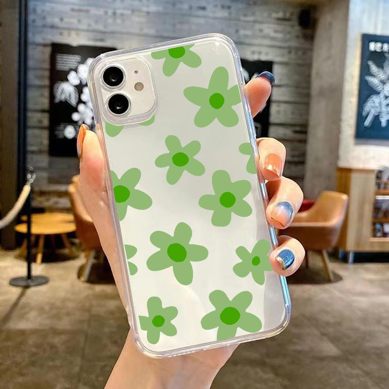 Lovely Summer Pink Black Daisy Flower Phone Case For iPhone 14 15 Pro MAX 11 13 12 XS X SE20 XR 7 8Plus Floral Clear Soft Cover