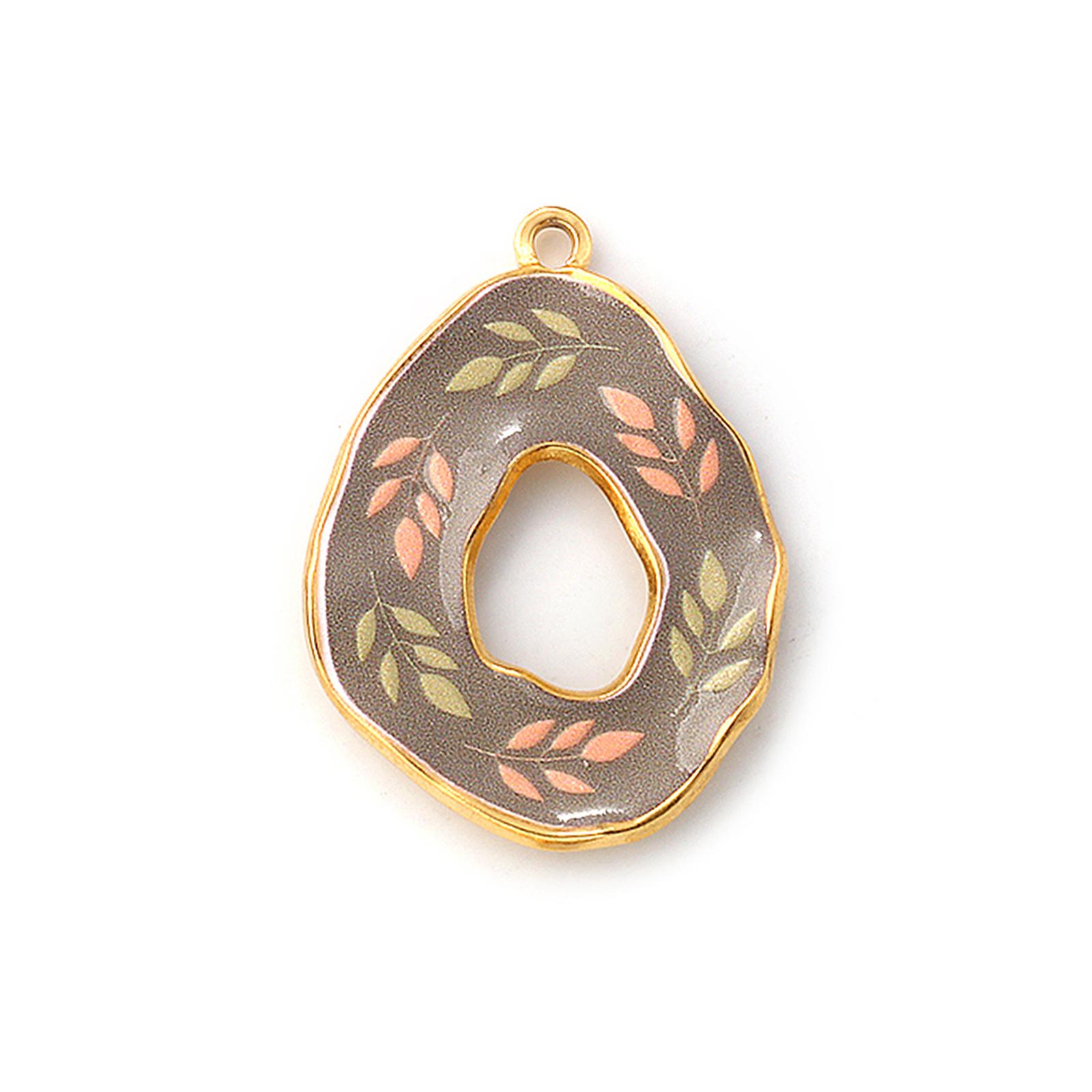 

1PC 304 Stainless Steel Pendants 18K Gold Plated Multicolor Flower Natural Scenery Printed Charms for DY Necklace Jewelry Making
