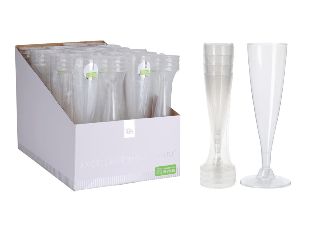 Plastic Champagne Glasses, Set of 4, 130 Ml