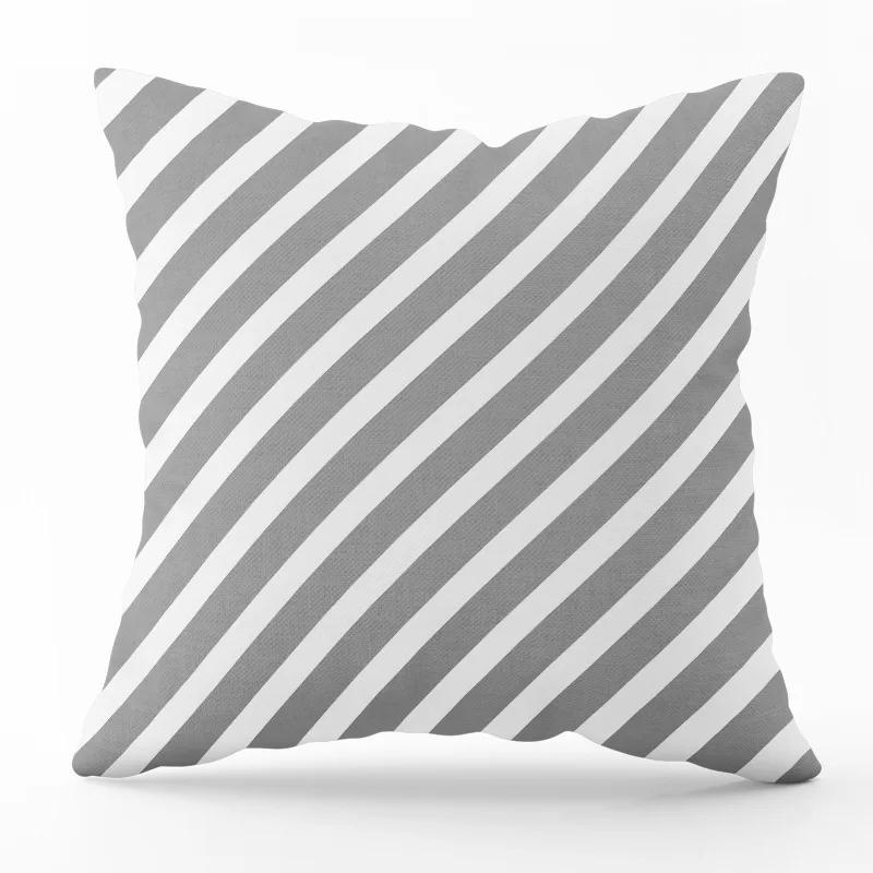 Nordic Minimalist Gray Geometric Printed Pattern Square Cushion Cover for Home Living Room Sofa Chair Decorative Pillowcase
