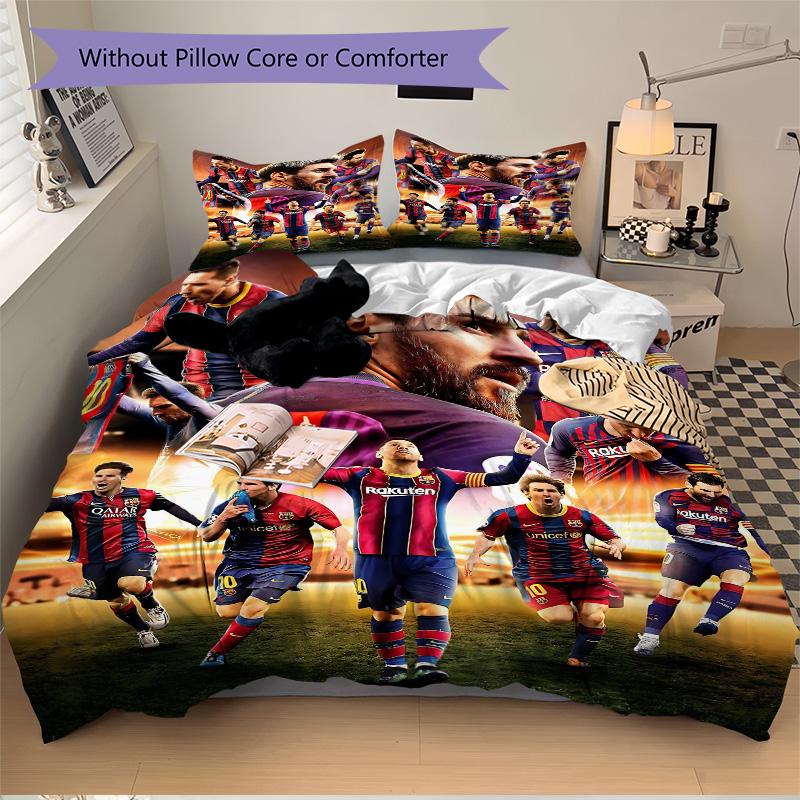 Barcelona Legend Messi Print 3Pcs Bedding Setduvet Cover With 2 Bedropillowcase Home Birthday Gift