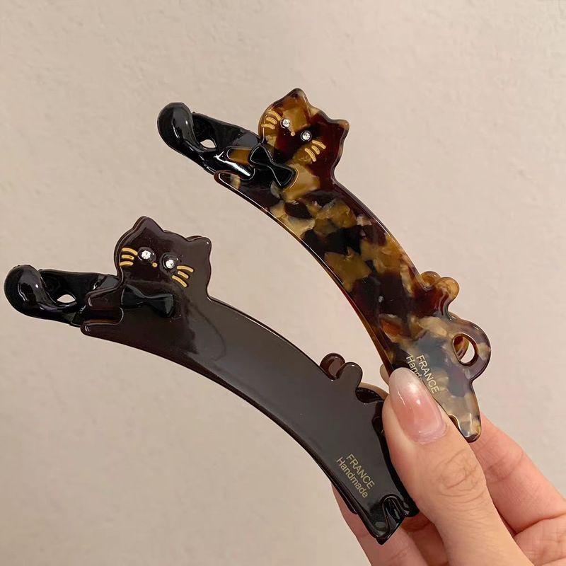 Korean-style Cat-shaped Acetate Hair Clip for Women, Back-of-the-head Vertical Clip, Ponytail Hairpin, High-end Look Banana Clip