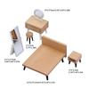 Pack of 5 Plastic Wooden Doll Bedroom Accessory Set With Tiny Wardrobe Vanity Stool And Nightstand For Kids Playhouse