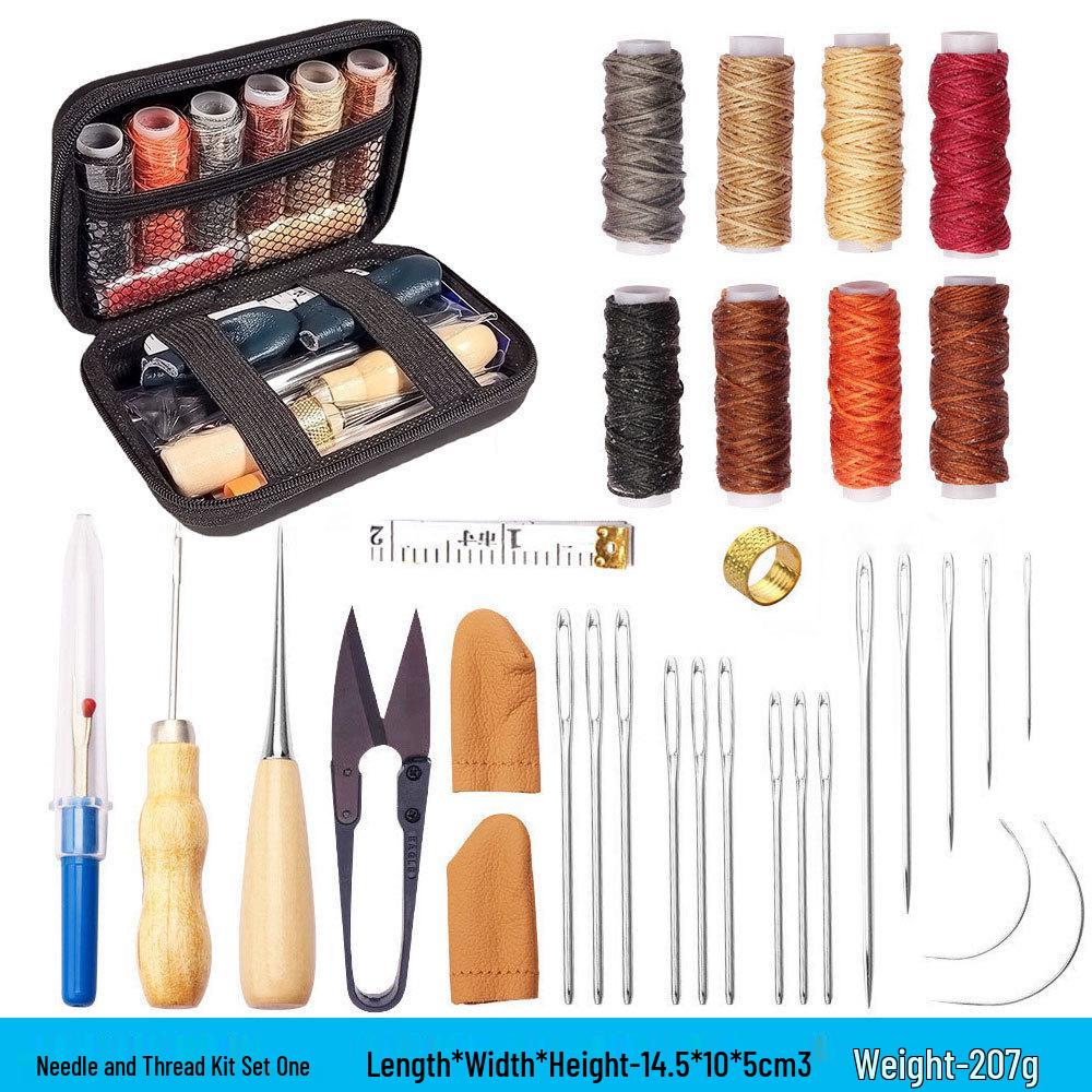 Hand-Stitched Leather Goods DIY Sewing Kit: 33-Piece Set for Making Leather Items