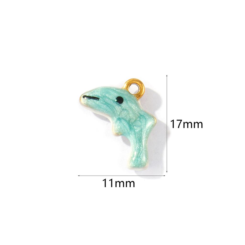 2Pcs 304 Stainless Steel Ocean Jewelry Charms Pearlescent Enamel Whale Turtle Starfish Crab 18K Gold Plated Pendant DIY Necklace