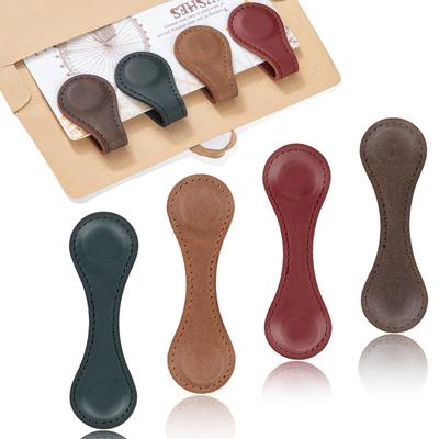5PCS Vintage-style Magnetic PU Bookmarks and Book Clips, Book Positioning Clips, Suitable for Book Lovers, Teachers, Students