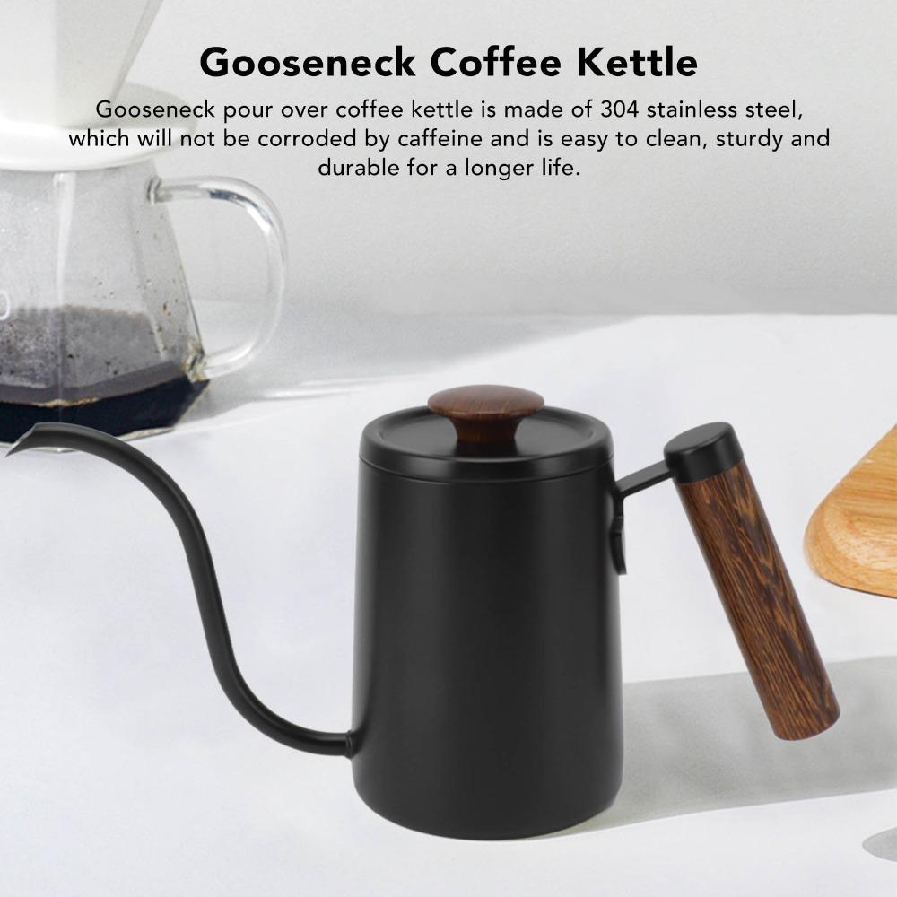600ml Capacity Gooseneck Kettle 304 Stainless Steel Brewing Pot Narrow Spout Kettle Office Use