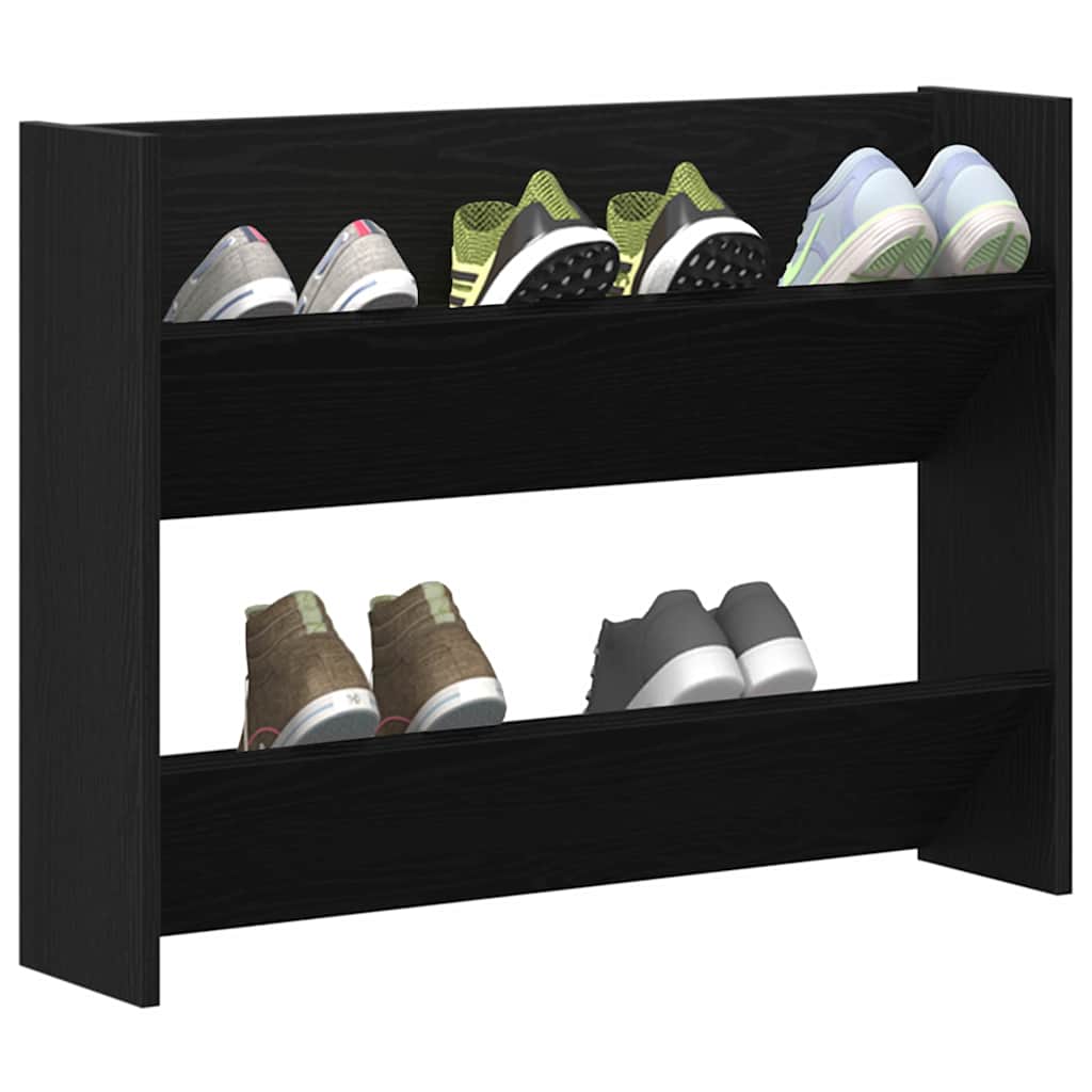 Shoe Cabinet Black Oak Look 82 x 18 x 60 cm Particleboard