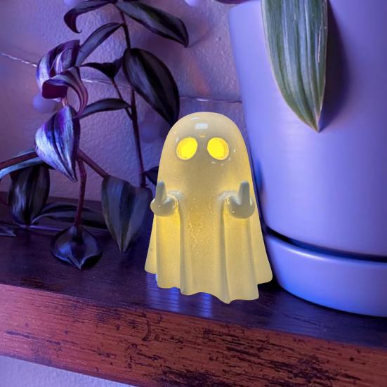 

Resin Light-up Ghost Halloween Decor Little White Ghost Figurine Cute Glowing Ghost C