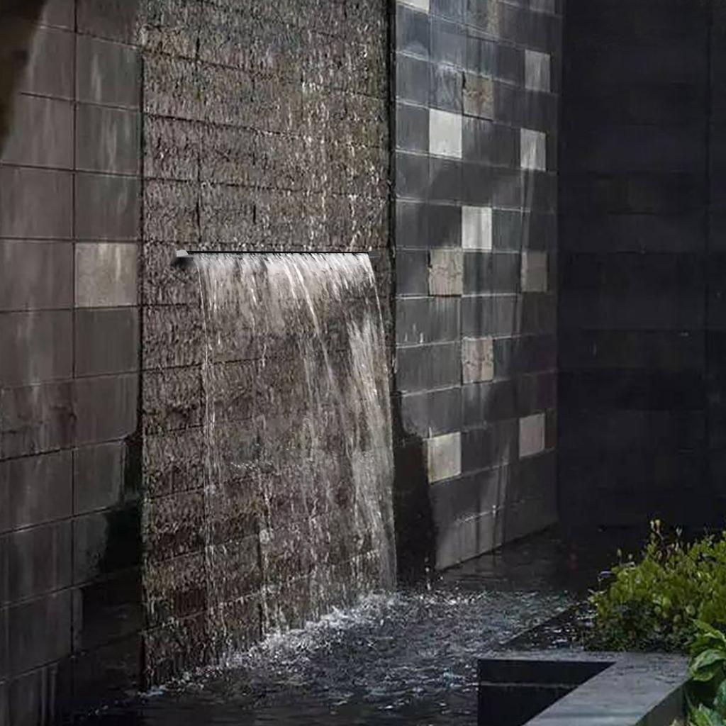 Edelstahl Wasserfall Überlauf, 12" Breite Strömungspool Brunnen mit Mehrfarbigen LED-Leuchten & Reinigungsset, Gartendekor Brunnen