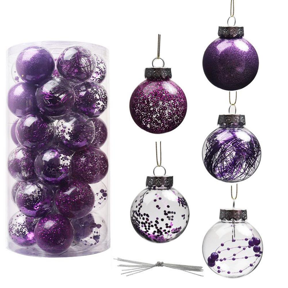 Festive Xmas Tree Hanging Ornaments Glitter Christmas Balls Baubles