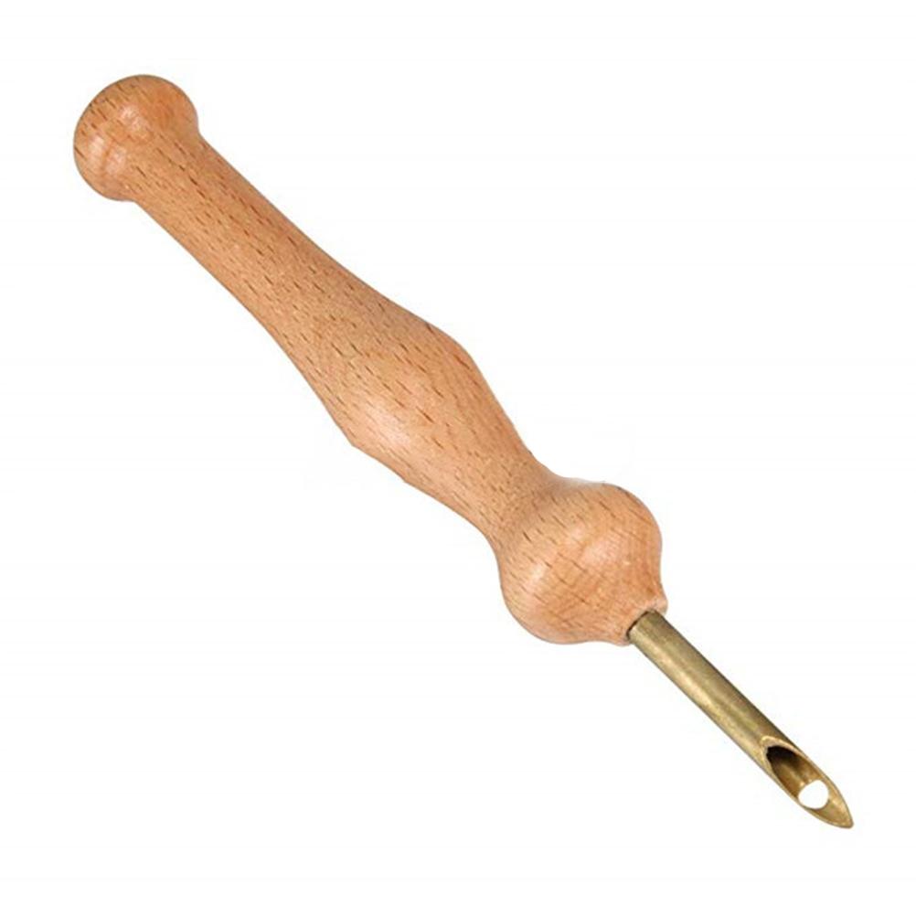 Knitting Embroidery Pen Punch Needle Threader Set DIY Wooden Handle Weaving Sewing Felting Craft Needle Threader Set