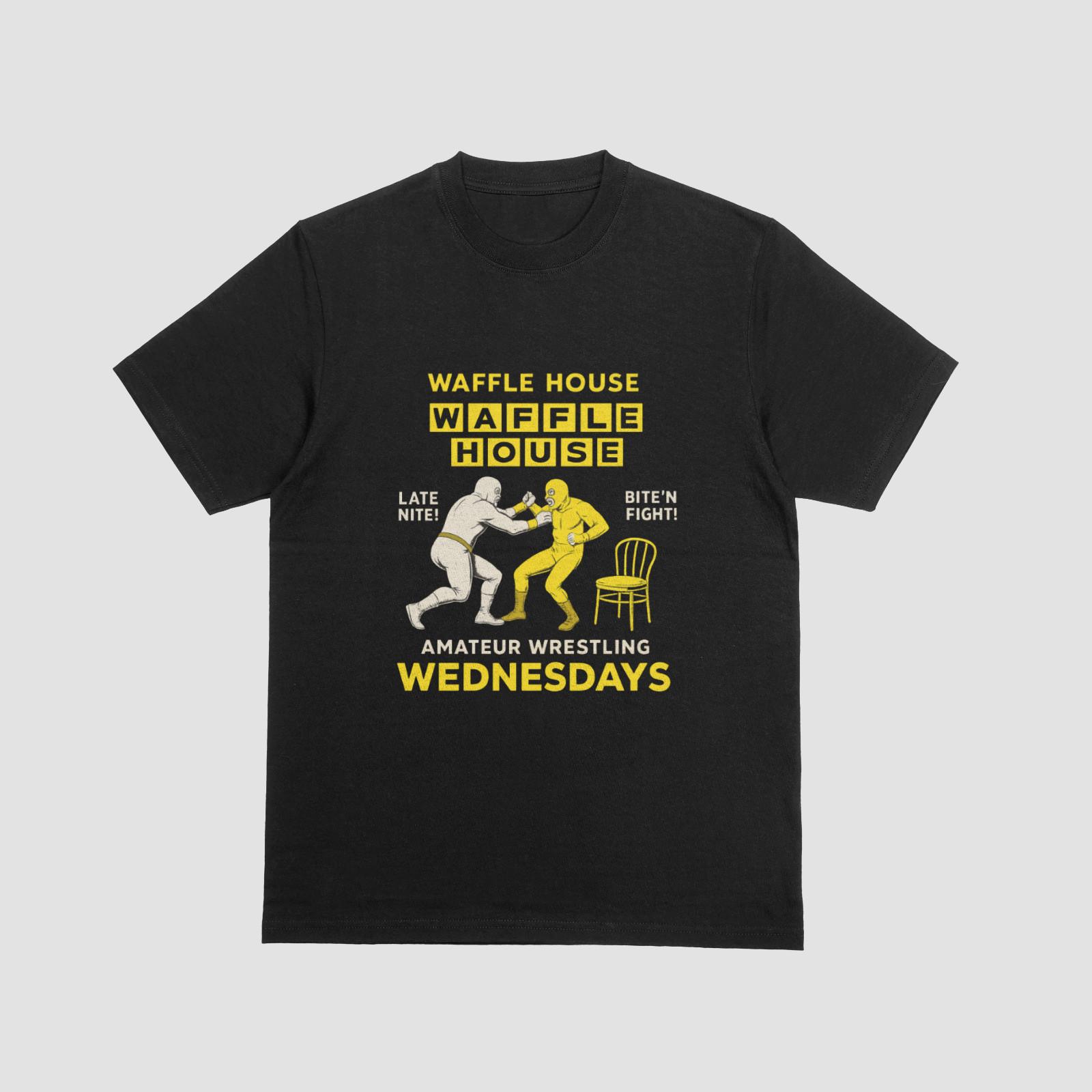 Waffle House Wrestling T-Shirt Funny Diner Fight Amateur Wednesdays Tee S разноцветный
