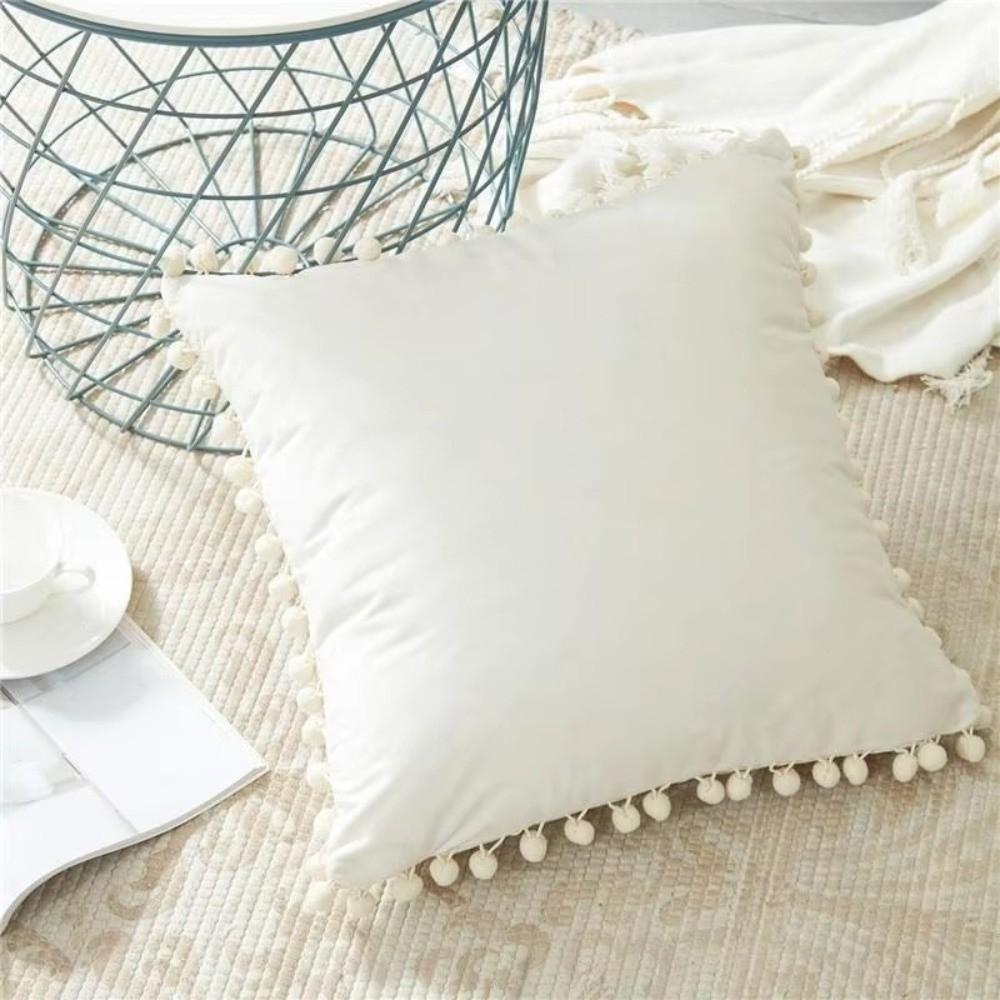 Plush Material Throw Pillow Covers Soft Pom Pom Pillow Case for Bedroom Decor