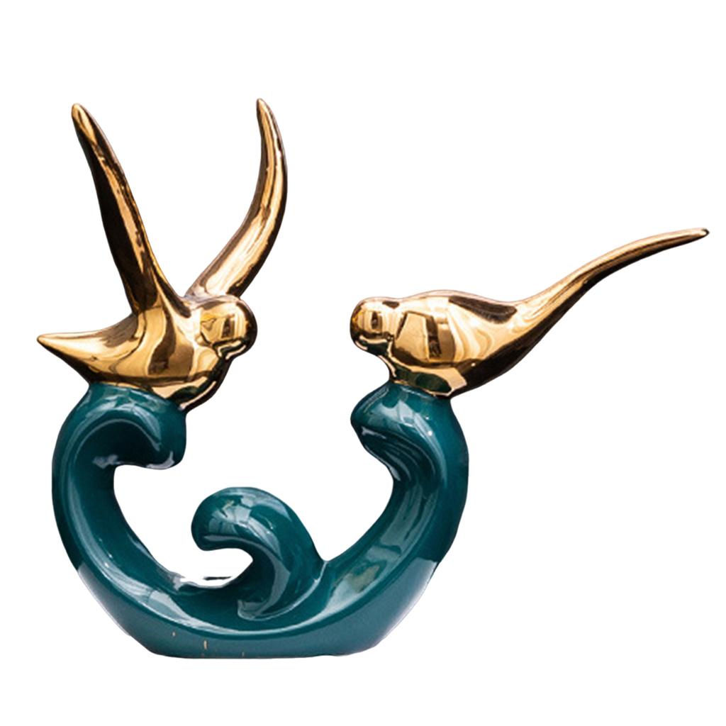 Nordic Ceramic Couple Birds Statues Modern Art Sculpture Valentine's Day Ornament for Living Room Entrance Tea Table Decoration
