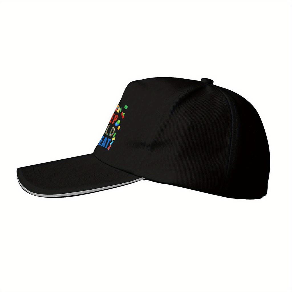 Eat Sleep Build Repeat Blocks Baseball Cap Polyester Adjustable Casual Summer Outdoor Cap