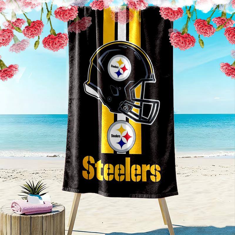 Pittsburgh Steelers Print Beach Towel, Large Soft Quick Dry Towel for Beach Camping Swimming