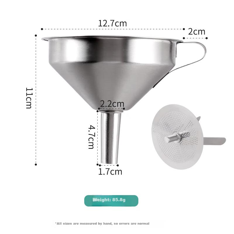 Baijie 304 Detachable Stainless Steel Funnel with Filter, Large Diameter Oil, Wine, Vinegar Strainer for Home Kitchen Use
