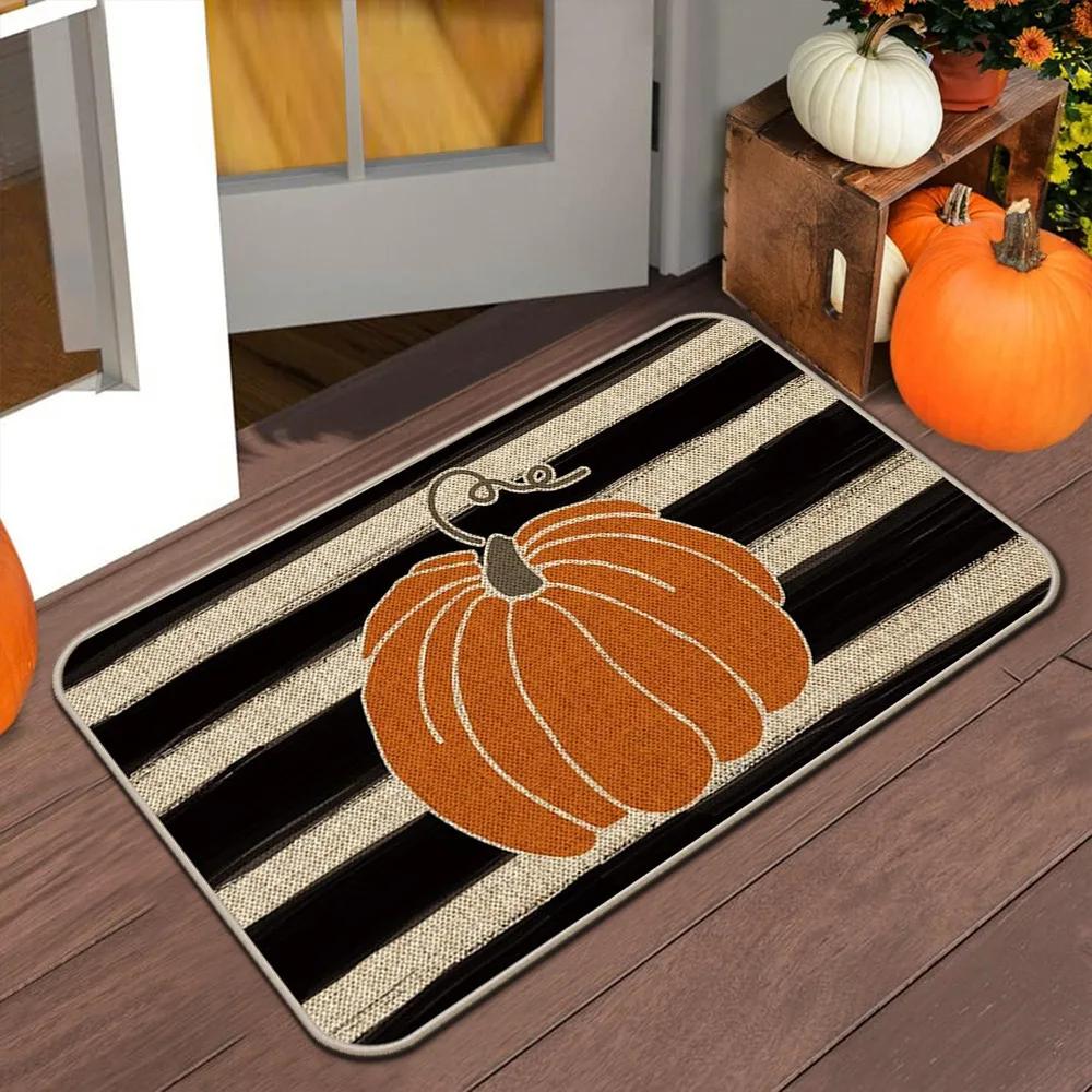 Anti-Slip Autumn Halloween Thanksgiving Door Mat for Indoor Outdoor Balcony Staircase Patio Porch Laundry Room Home Decor