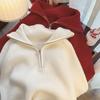 Verdicktes gestricktes New Age Design Reißverschluss Locker und dünn Revers Lässiges Pullover Oberteil Damen