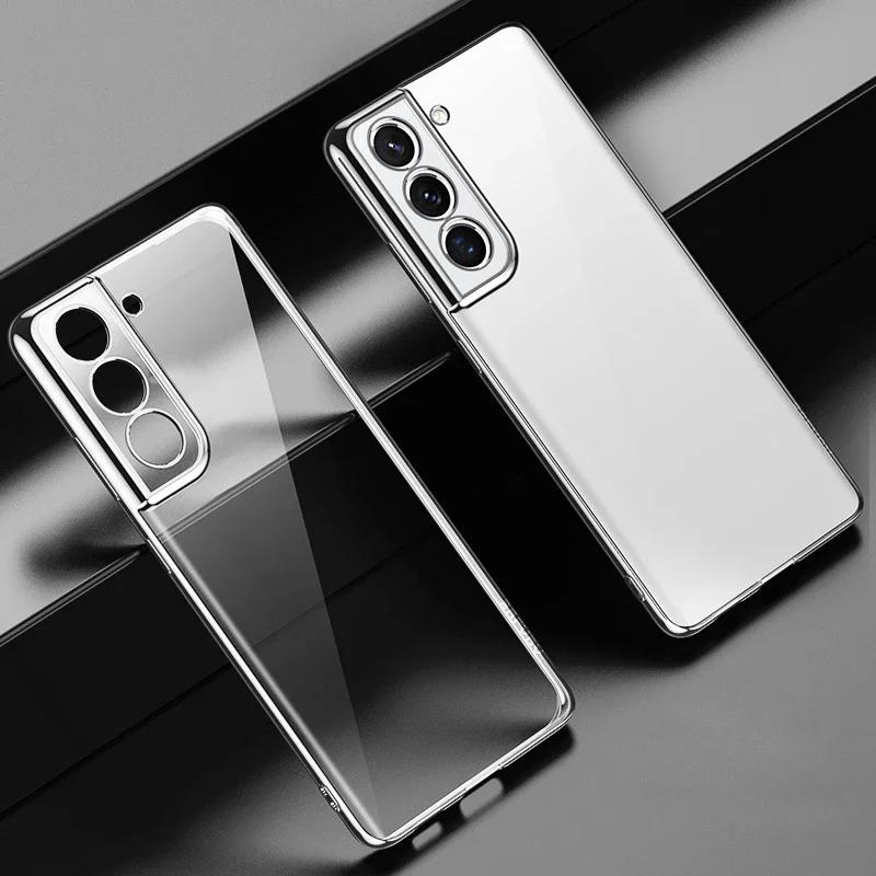 Luxury Transparent Plating Phone Case for Samsung Galaxy S25FE A57/37/27/17/07 A56/36/26/16/06 A55/35/25/15/05S Protection Cover
