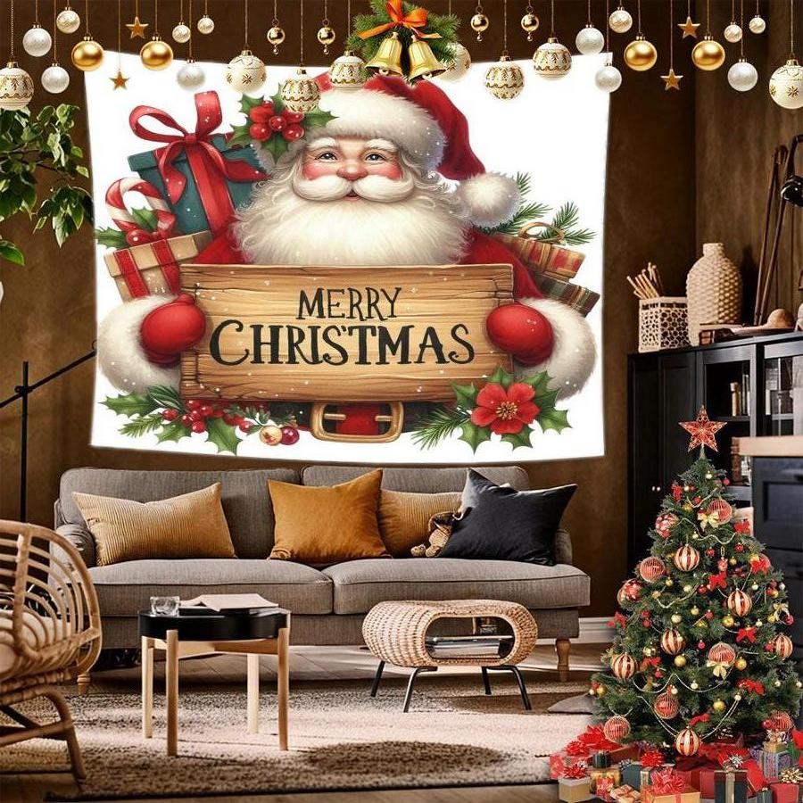 Santa Claus Christmas Tapestry Background Cloth Hanging Cloth Bedroom Bedside Decorative Wall Cloth Rental Dormitory Tapestry