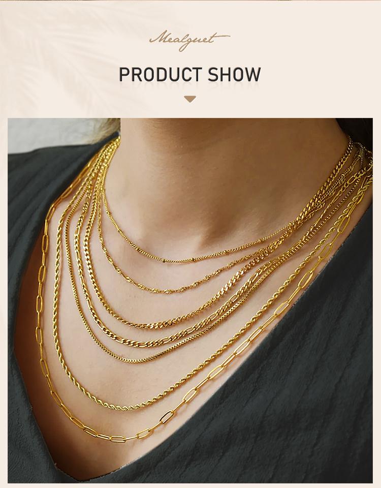 316L Stainless Steel Chain Necklace Women Girls,Stacked Necklace, Thin Link Simple Jewelry for Everyday