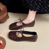 Red French Square Head Shallow Mouth Flat Sole Shoes Women's 2025 New Summer Skirt Soft Sole Retro Mary Jane Shoes