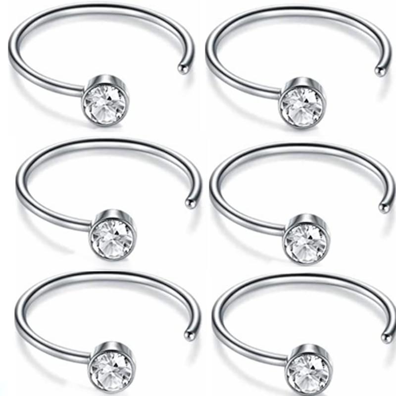 5/10/20PCS Stainless Steel L Shape Nose Stud Set 20G Crystal Nose Ring Hoop Set Indian Crystal Nose Stud Bulk Piercing Nariz Lot