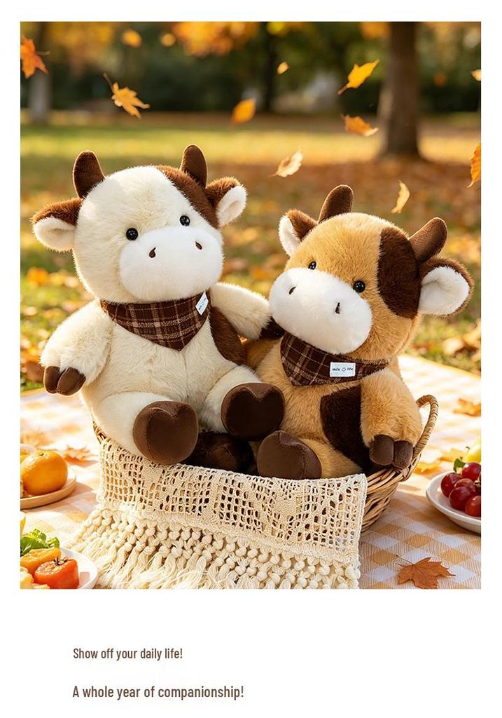 Cross-Border Plush Toys: Children's Gifts, Couple Dolls, Calf Ornaments, Event Gifts, Scarf Cow Doll